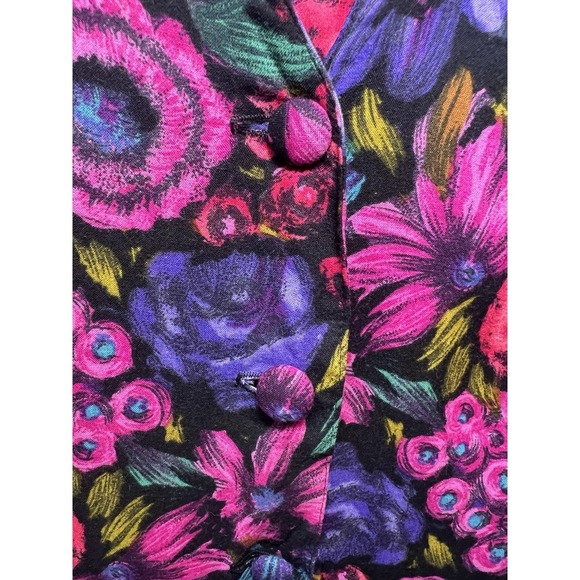 Ellen Figg Vintage Floral Short Sleeve V-Neck Button Down Blazer Women's Size 12 - Picture 5 of 6